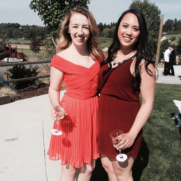 Coral/orange cocktail wedding guest dress - Picture 1 of 5